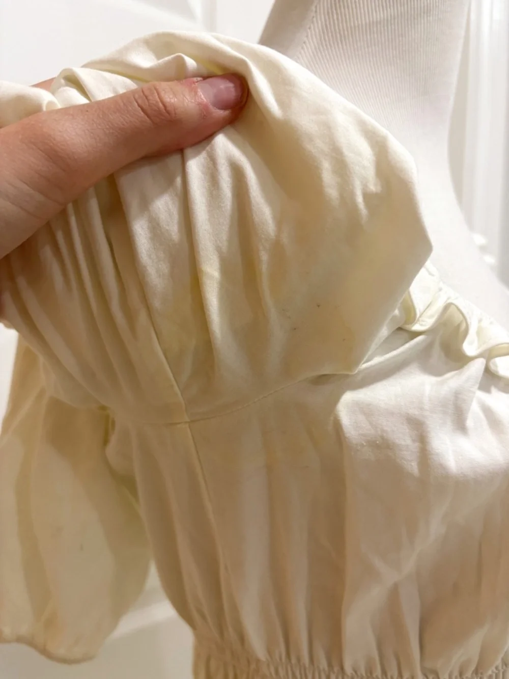 Reformation Fern Top White Puff Peplum Top Small